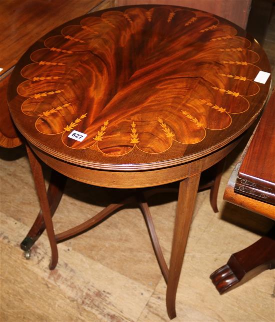 Early 20th century inlaid mahogany oval occasional table